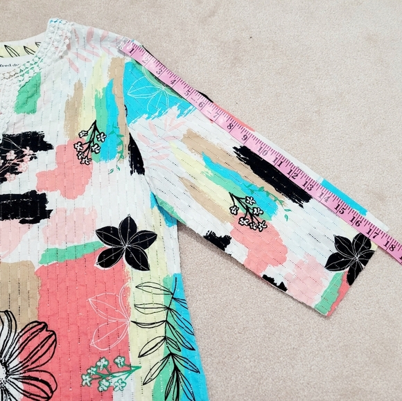 Alfred Dunner Women's Tunic Blouse Size 12 100% Cotton Vibrant Abstract Floral - Picture 6 of 11